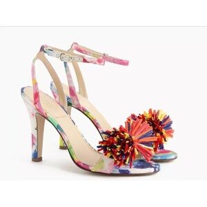 J CREW Collection Strappy heels (105mm) with raffia bow sz.7 NIB